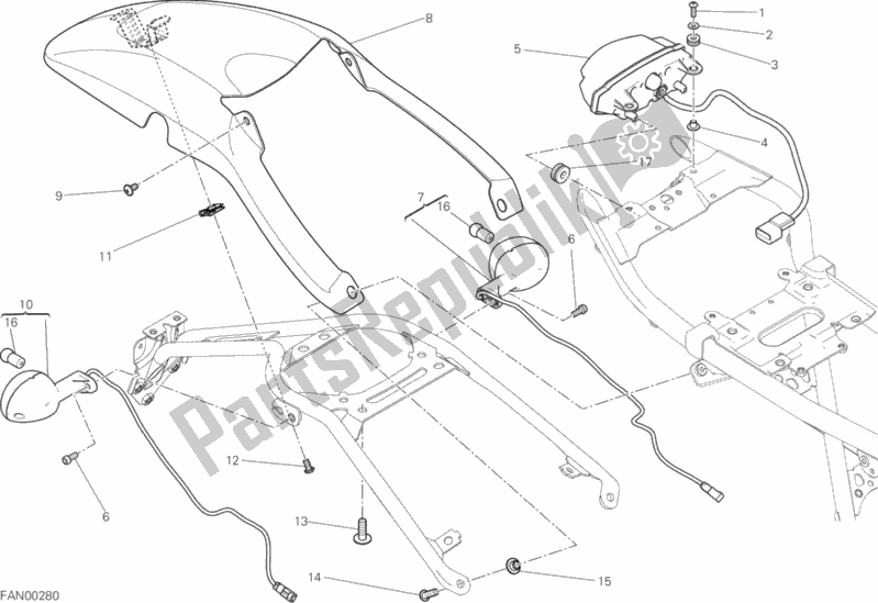 All parts for the Taillight of the Ducati Scrambler Classic Thailand USA 803 2018